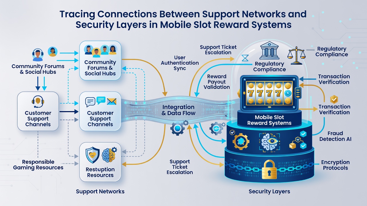 Illustration der Sicherheitsarchitektur und Support-Integration in mobilen Slot-Reward-Systemen